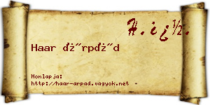 Haar Árpád névjegykártya